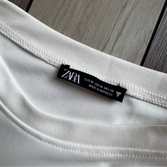 Zara White Asymmetrical Mini Dress | Size: Medium | Good Condition - Picture 3 of 4